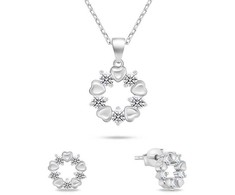 Brilio Silver Brilio Sidabrinis Beautiful set of sidabrinis jewelry with zircons SET239W (chain, pendant, earrings)