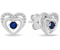 Brilio Silver Jewelry set Hearts with mėlynas zircons SET295WB (chain, pendant, earrings)