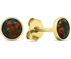 Brilio Silver Brilio Sidabrinis Gold-plated stud earrings with synthetic opals EA579YBC