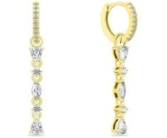 Brilio Silver Brilio Sidabrinis Elegant auksinis plated 2in1 earrings with cubic zirconia EA995Y