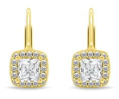 Brilio Silver Elegant auksinis-plated earrings with clear zircons EA1274Y