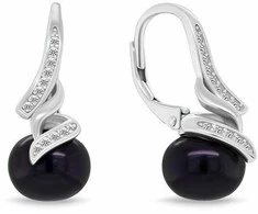 Brilio Silver Elegant jewelry set with dark pearls SET298WBC (pakabukas, pendant, earrings)