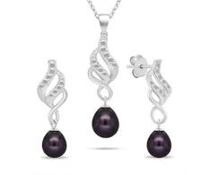 Brilio Silver Elegant jewelry set with zircons and pearls SET267WBC (pakabukas, pendant, earrings)