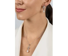 Brilio Silver Elegant jewelry set with zircons and pearls SET267WBC (pakabukas, pendant, earrings)