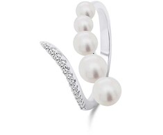 Brilio Silver Brilio Sidabrinis Elegant atviras žiedas su perlais RI098W