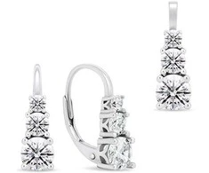 Brilio Silver Brilio Sidabrinis Elegant sidabrino papuošalų rinkinys su cirkoniais SET221W (pakabukas, auskarai)