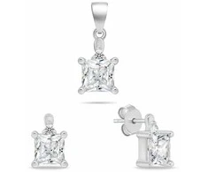 Brilio Silver Sidabrinis jewelry set with cubic zirconia SET260W (pendant, earrings)