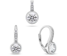 Brilio Silver Brilio Sidabrinis Elegant sidabrinis jewelry set with zircons SET201W (pendant, earrings)