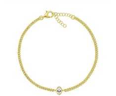 Brilio Silver Brilio Sidabrinis Delicate auksinis-plated bracelet with oval zircon BRC113Y