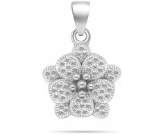 Brilio Silver Beautiful sidabrinis jewelry set with zircons Flowers SET264W (pendant, earrings)