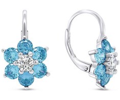 Brilio Silver Brilio Sidabrinis Delicate sidabrinis earrings with mėlynas zircons Flowers EA307WAQ