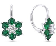 Brilio Silver Brilio Sidabrinis Delicate sidabrinis earrings with žalias zircons Flowers EA307WG
