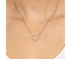 Brilio Silver Delicate sidabrinis pakabukas Heart with zircons NCL35W