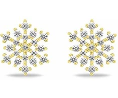 Brilio Silver Glittering auksinis-plated snowflake earrings with zircons EA1247Y