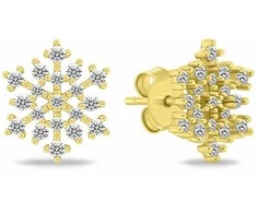 Brilio Silver Glittering auksinis-plated snowflake earrings with zircons EA1247Y