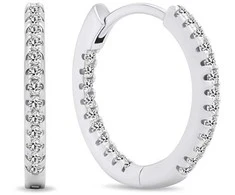 Brilio Silver Sparkling hoop earrings with zircons EA362W