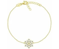 Brilio Silver Gold-plated bracelet with zircons Snowflake BRC253Y
