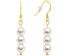 Brilio Silver Gold-plated dangle earrings with real pearls EA1287Y