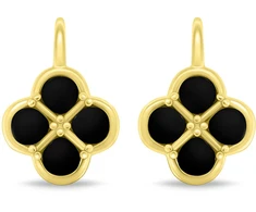 Brilio Silver Gold-plated dangle earrings Juodas Clover EA1284YBC