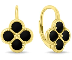 Brilio Silver Gold-plated dangle earrings Juodas Clover EA1284YBC