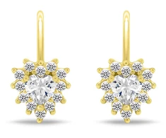 Brilio Silver Gold-plated dangling earrings Hearts with zircons EA1266Y