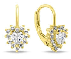 Brilio Silver Gold-plated dangling earrings Hearts with zircons EA1266Y