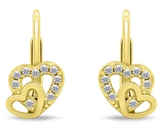 Brilio Silver Gold-plated earrings with zircons Double heart EA1275Y