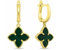 Brilio Silver Gold-plated dangle earrings with flowers EA1158YG