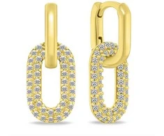 Brilio Silver Gold plated oval earrings 2in1 with cubic zirconia EA1177Y