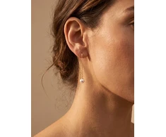 Brilio Silver Gold-plated thread earrings with real pearl EA1289Y