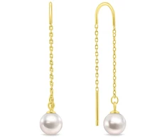 Brilio Silver Gold-plated thread earrings with real pearl EA1289Y