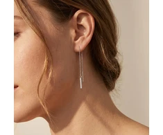 Brilio Silver Brilio Sidabrinis Long chain earrings with zircons EA1007W