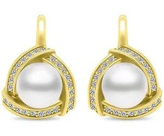 Brilio Silver Brilio Sidabrinis Luxury pearl earrings in auksinis-plated sidabrinis EA393Y