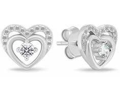 Brilio Silver Jewelry set Hearts with clear zircons SET295W (chain, pendant, earrings)