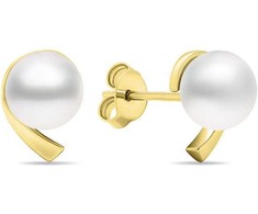 Brilio Silver Minimalist auksinis-plated earrings with real pearls EA595Y