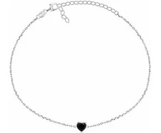 Brilio Silver Minimalistinė sidabrinė apyrankė Juodas Heart BRC30WBC