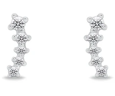 Brilio Silver Minimalistic long earrings with zircons EA1259W