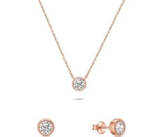 Brilio Silver Brilio Sidabrinis Matching set of auksinis-plated jewelry with zircons SET220R (pakabukas, earrings)