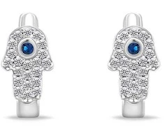 Brilio Silver Modern sidabrinis hoop earrings Hamsa EA667W