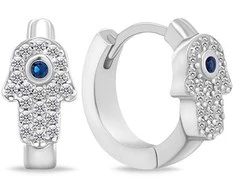 Brilio Silver Modern sidabrinis hoop earrings Hamsa EA667W