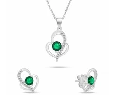 Brilio Silver Sidabrinis jewelry set with zircons Double heart SET294WG (chain, pendant, earrings)