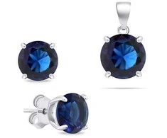 Brilio Silver Brilio Sidabrinis Sidabrinis jewelry set with dark mėlynas zircons SET232WB (pendant, earrings)