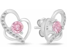 Brilio Silver Sidabrinis jewelry set with zircons Double heart SET294WP (chain, pendant, earrings)