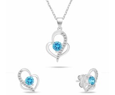Brilio Silver Sidabrinis jewelry set with zircons Double heart SET294WAQ (chain, pendant, earrings)