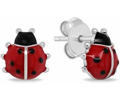 Brilio Silver Žaismingi sidabriniai auskarai Ladybugs EA1048W