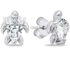 Brilio Silver Sidabrinis jewelry set with clear zircons Turtle SET233W (pendant, earrings)