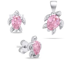 Brilio Silver Brilio Sidabrinis Sidabrinis jewelry set with pink zircons Turtle SET233WP (pendant, earrings)