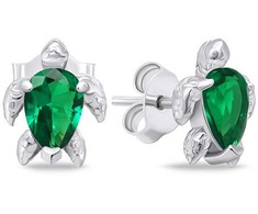 Brilio Silver Brilio Sidabrinis Sidabrinis jewelry set with žalias zircons Turtle SET233WG (pendant, earrings)