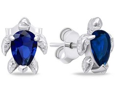 Brilio Silver Brilio Sidabrinis Jewelry set with dark mėlynas zircons Turtle SET233WB (pendant, earrings)