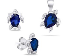 Brilio Silver Brilio Sidabrinis Jewelry set with dark mėlynas zircons Turtle SET233WB (pendant, earrings)